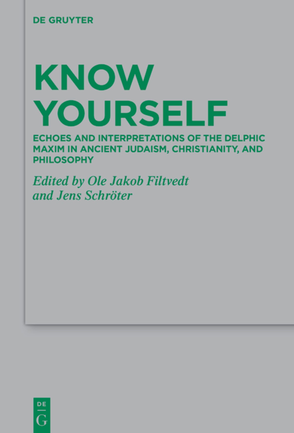 Cover image for Know Yourself ISBN 9783111083544