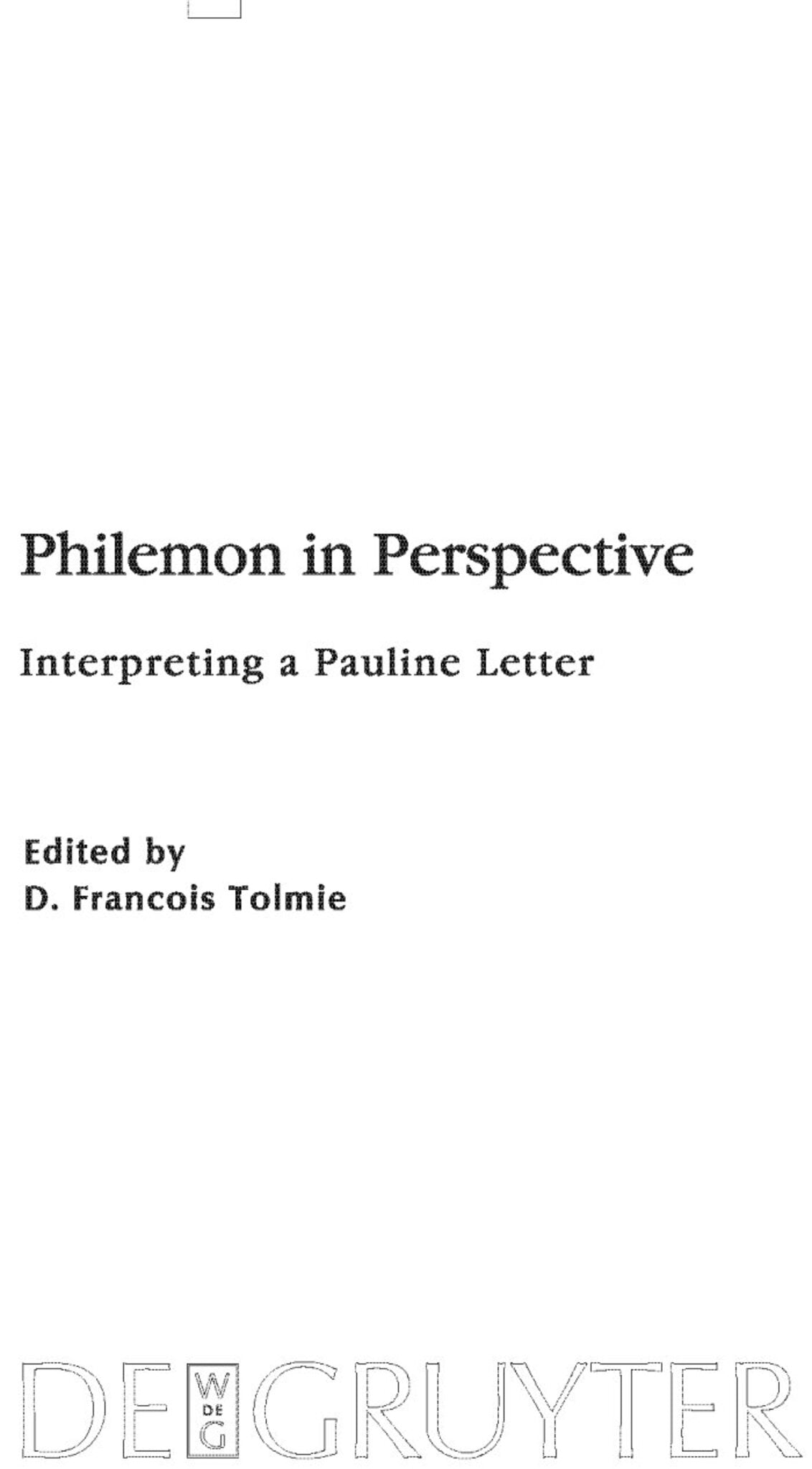 Cover image for Philemon in Perspective ISBN 9783110221732