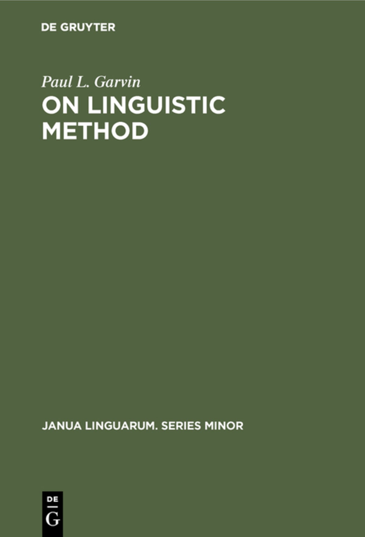 Cover image for On Linguistic Method ISBN 9789027920058