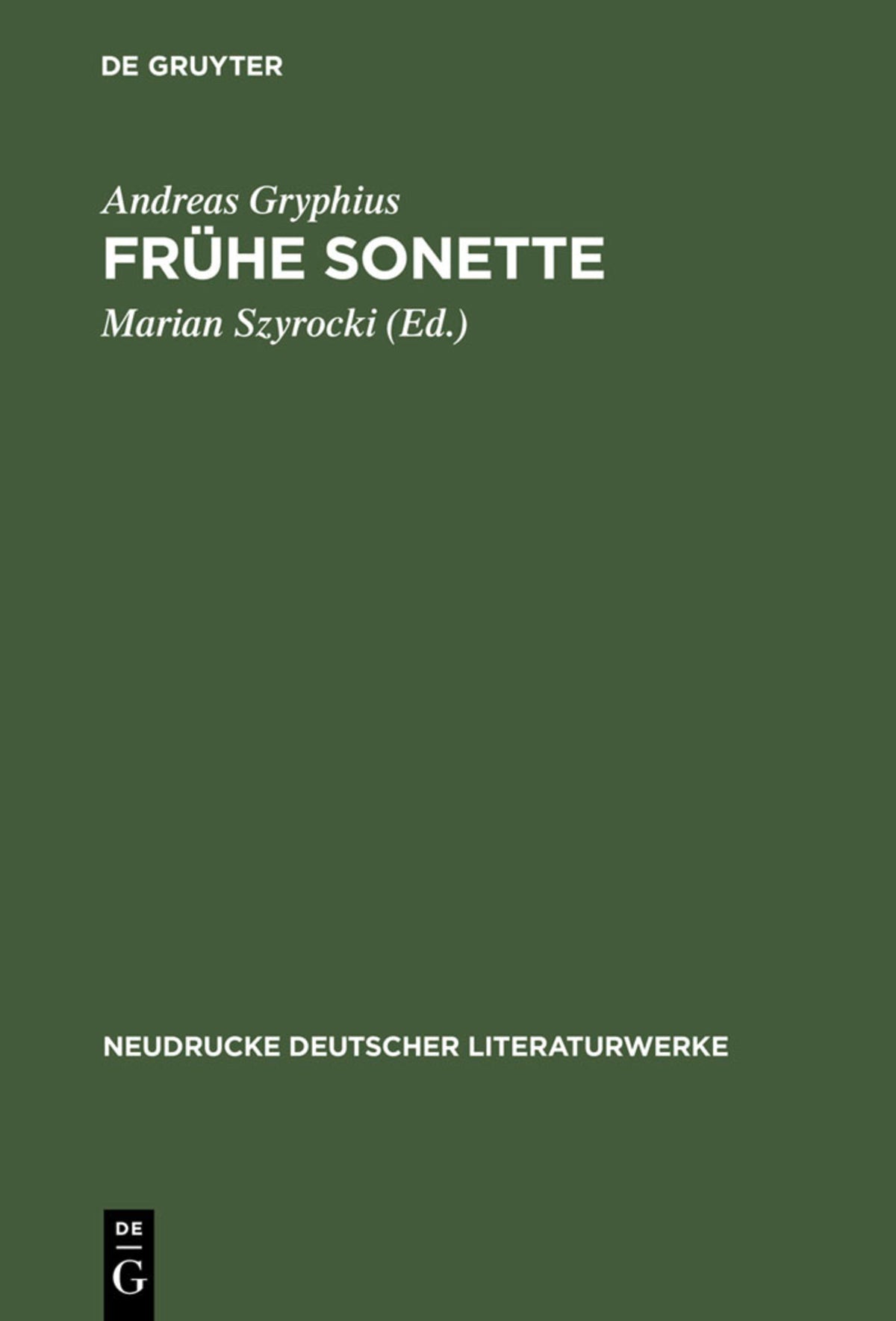 Cover image for Frühe Sonette ISBN 9783484170308