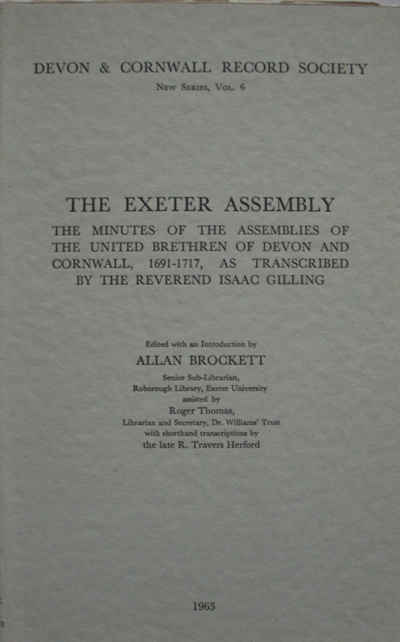 Cover image for The Exeter Assembly ISBN 9780901853097