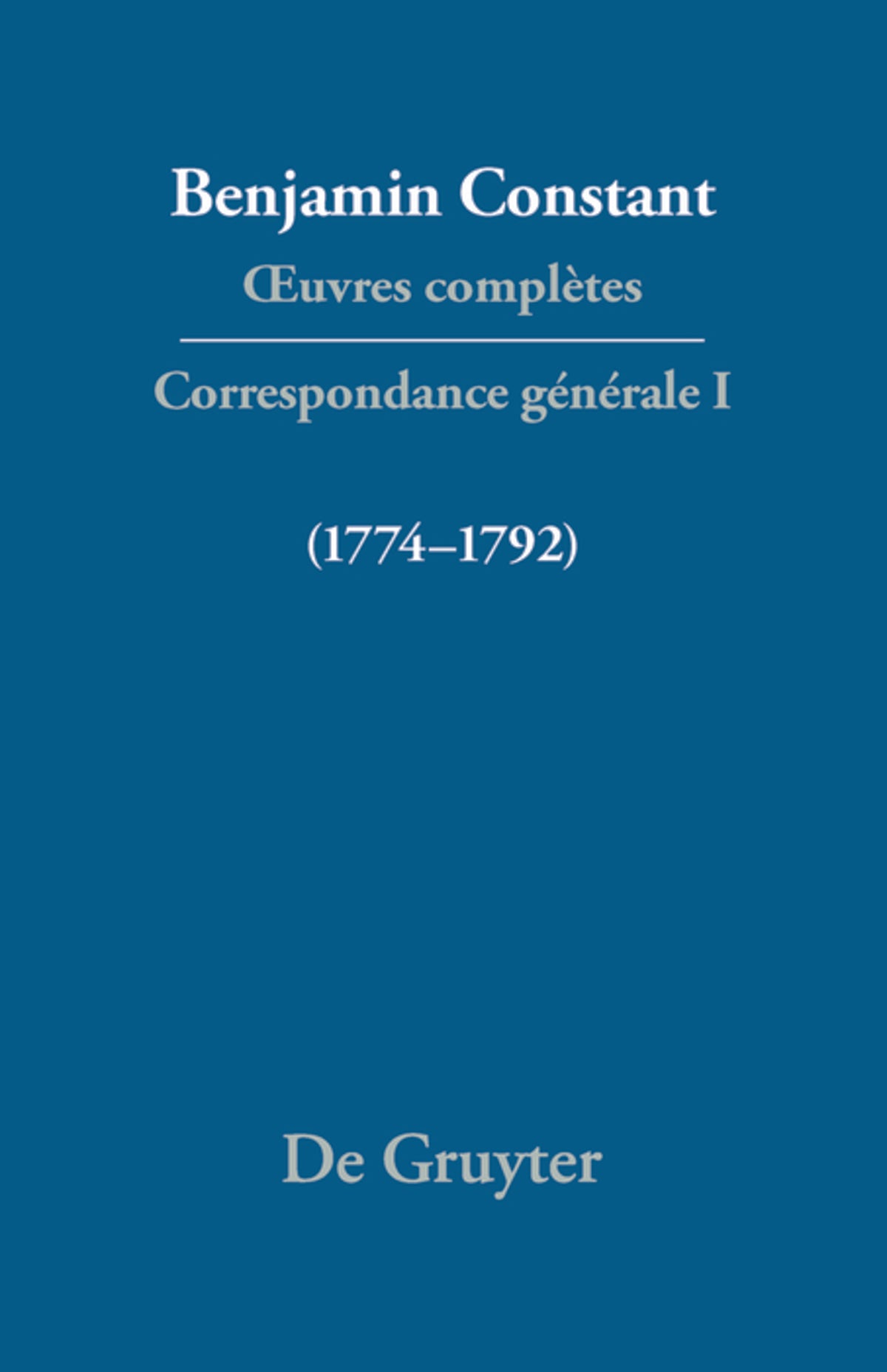 Cover image for Correspondance 1774–1792 ISBN 9783484504516