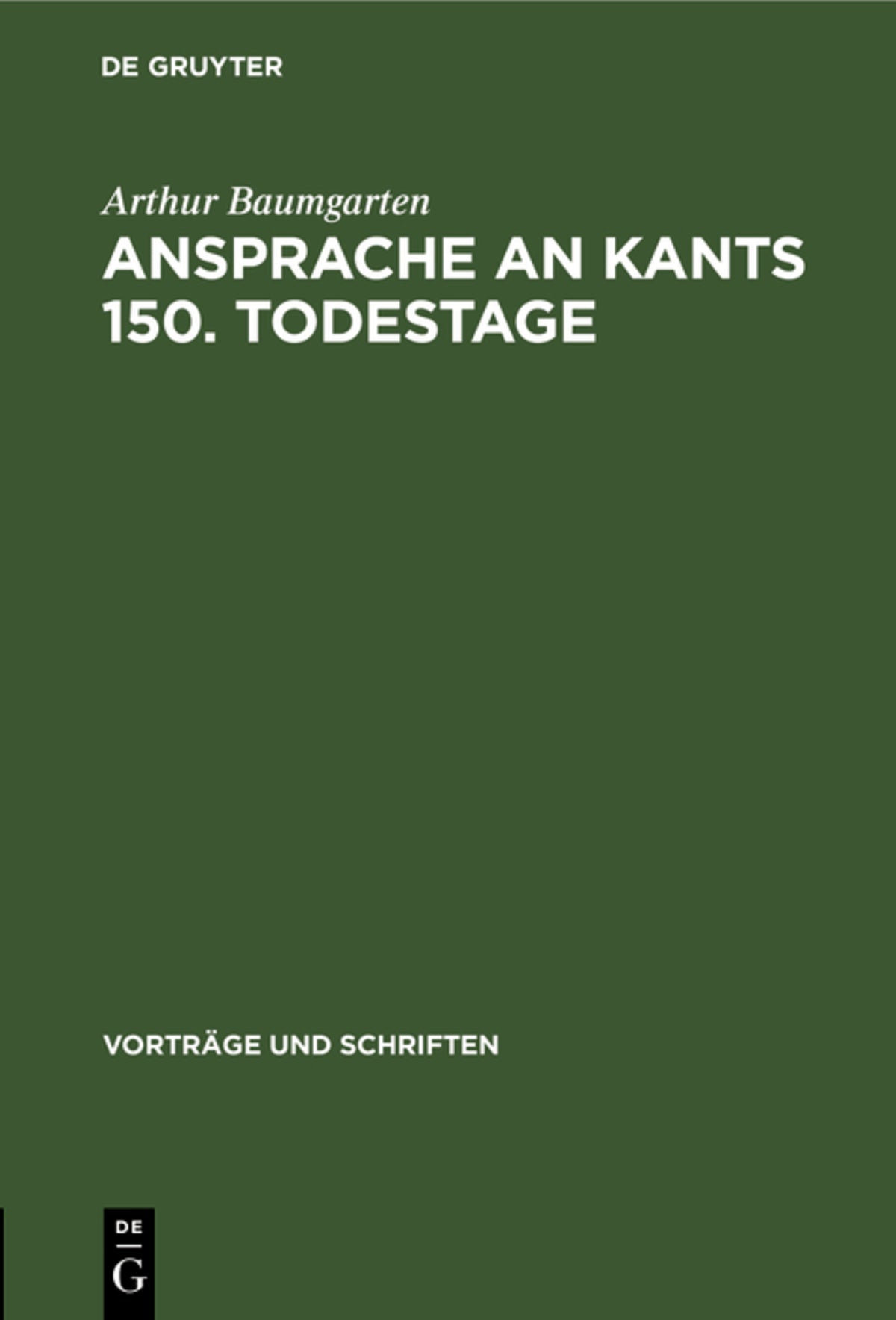 Cover image for Ansprache an Kants 150. Todestage ISBN 9783112538074