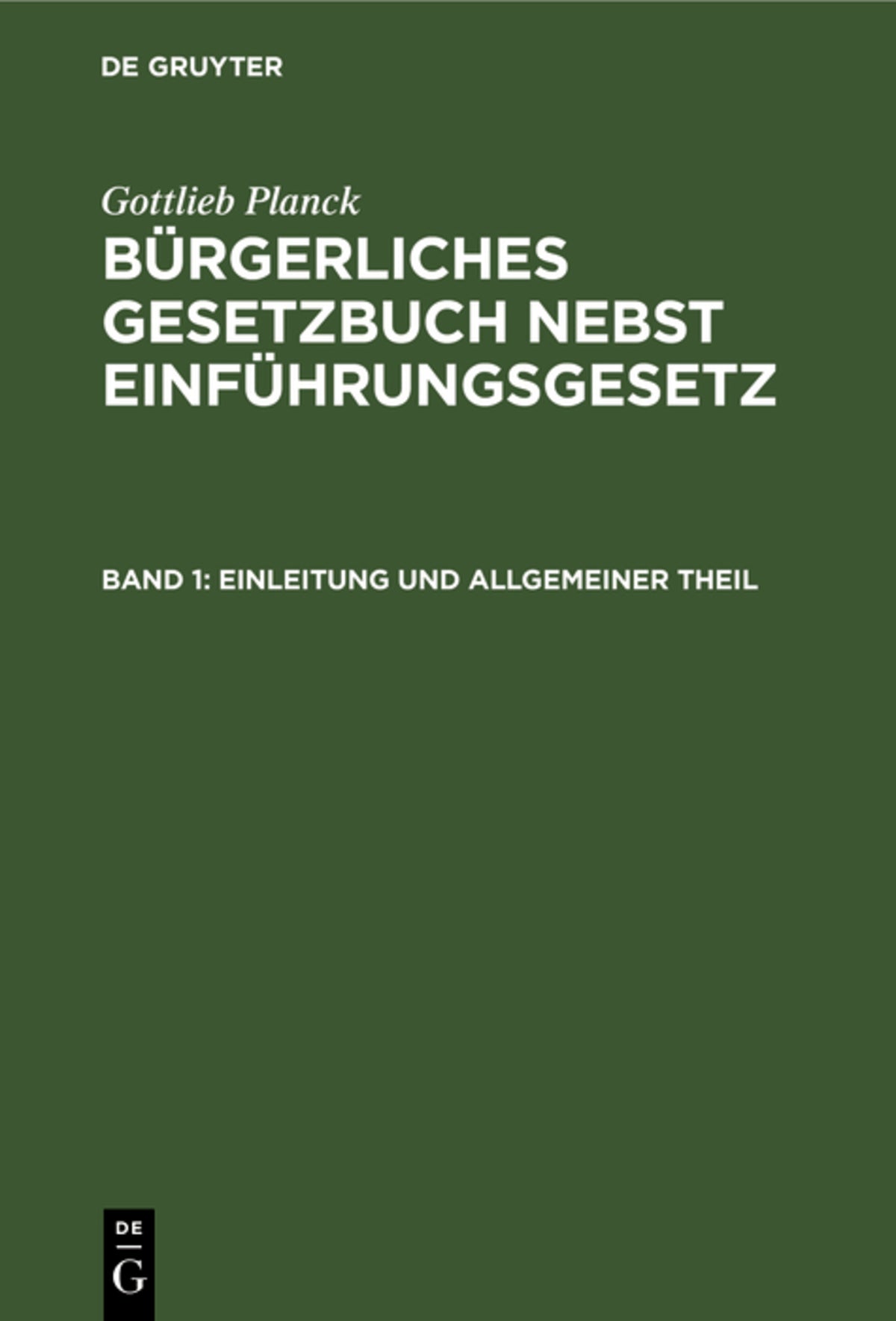 Cover image for Einleitung und Allgemeiner Theil ISBN 9783112386170