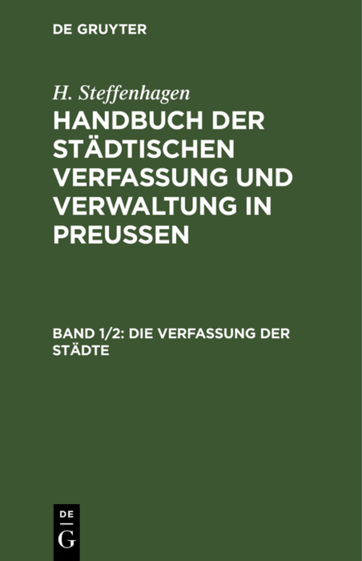 Cover image for Die Verfassung der Städte ISBN 9783112410097