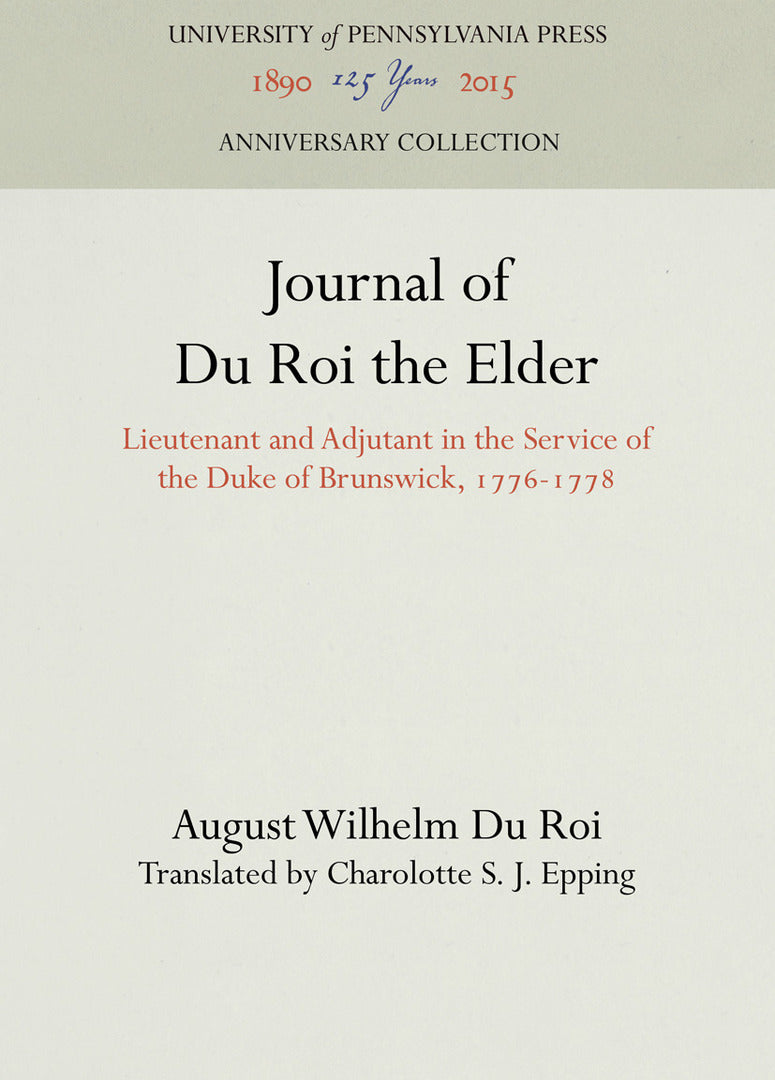 Cover image for Journal of Du Roi the Elder ISBN 9781512811322