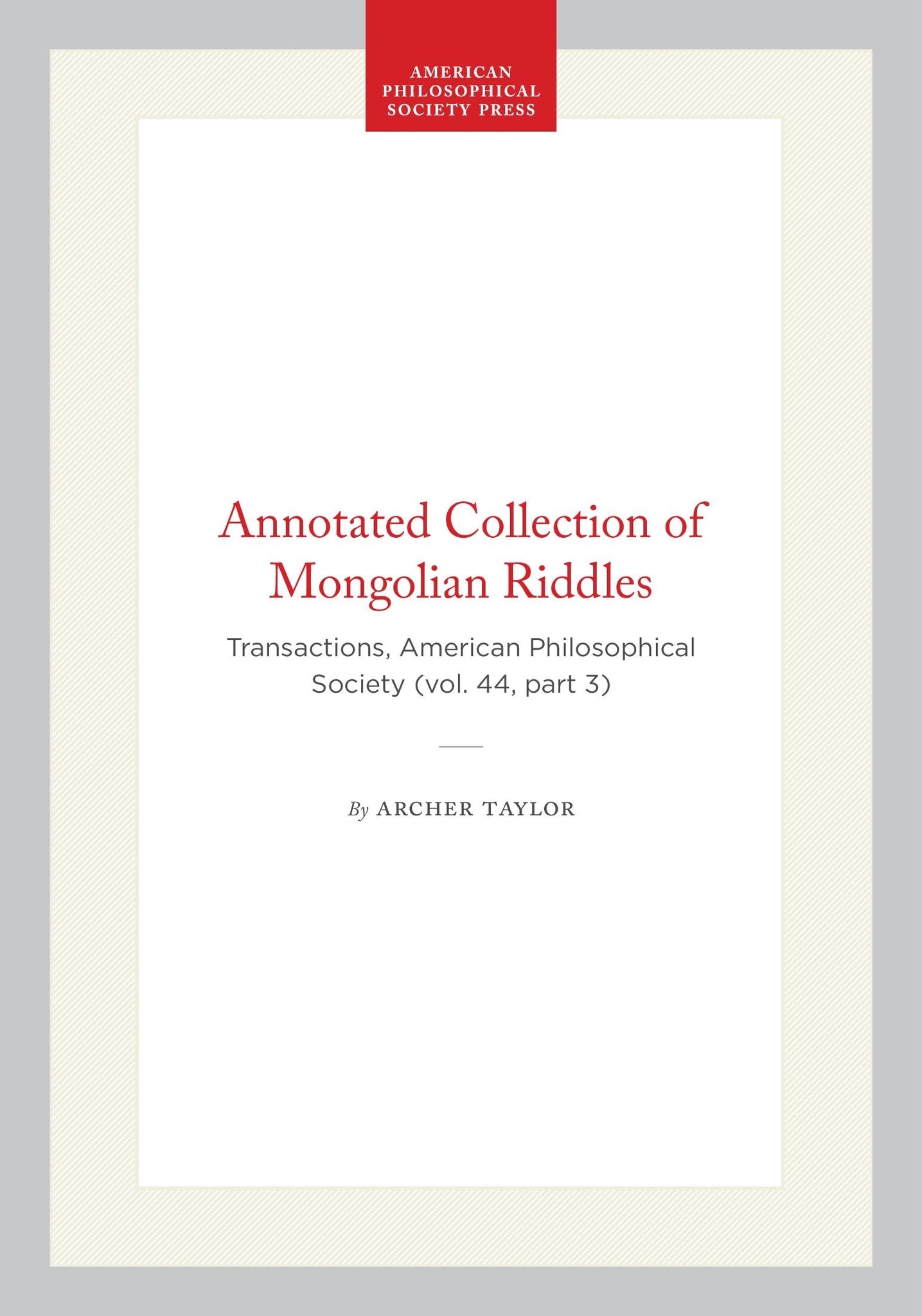 Annotated Collection of Mongolian Riddles