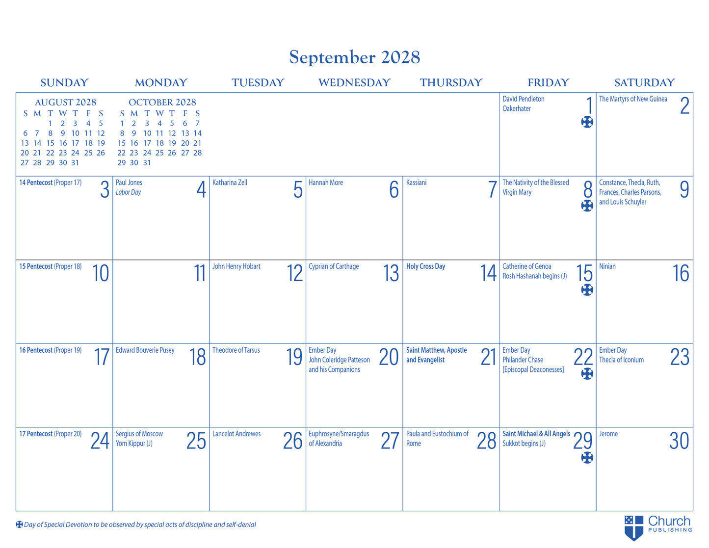 2028 Parish Wall Calendar