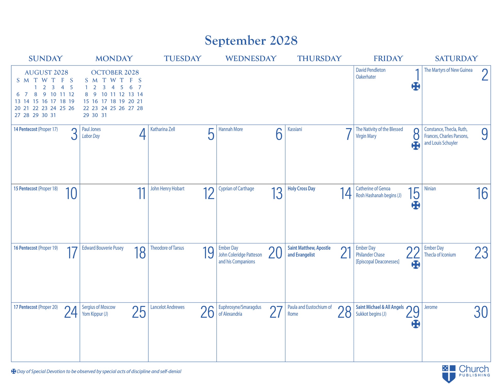 2028 Parish Wall Calendar