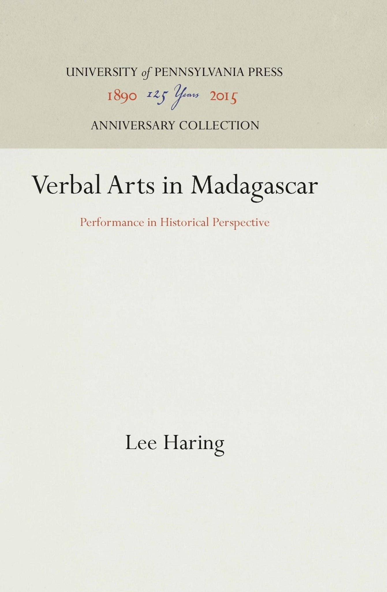 Cover image for Verbal Arts in Madagascar ISBN 9780812231410