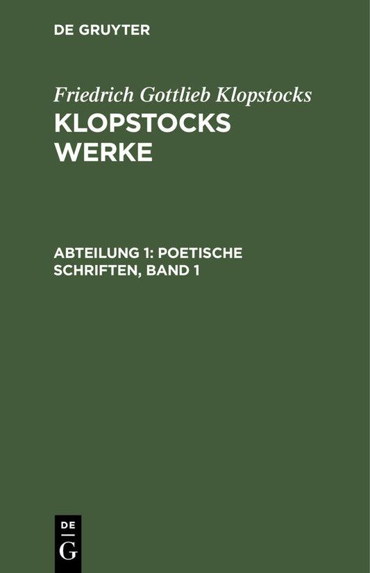 Poetische Schriften, Band 1