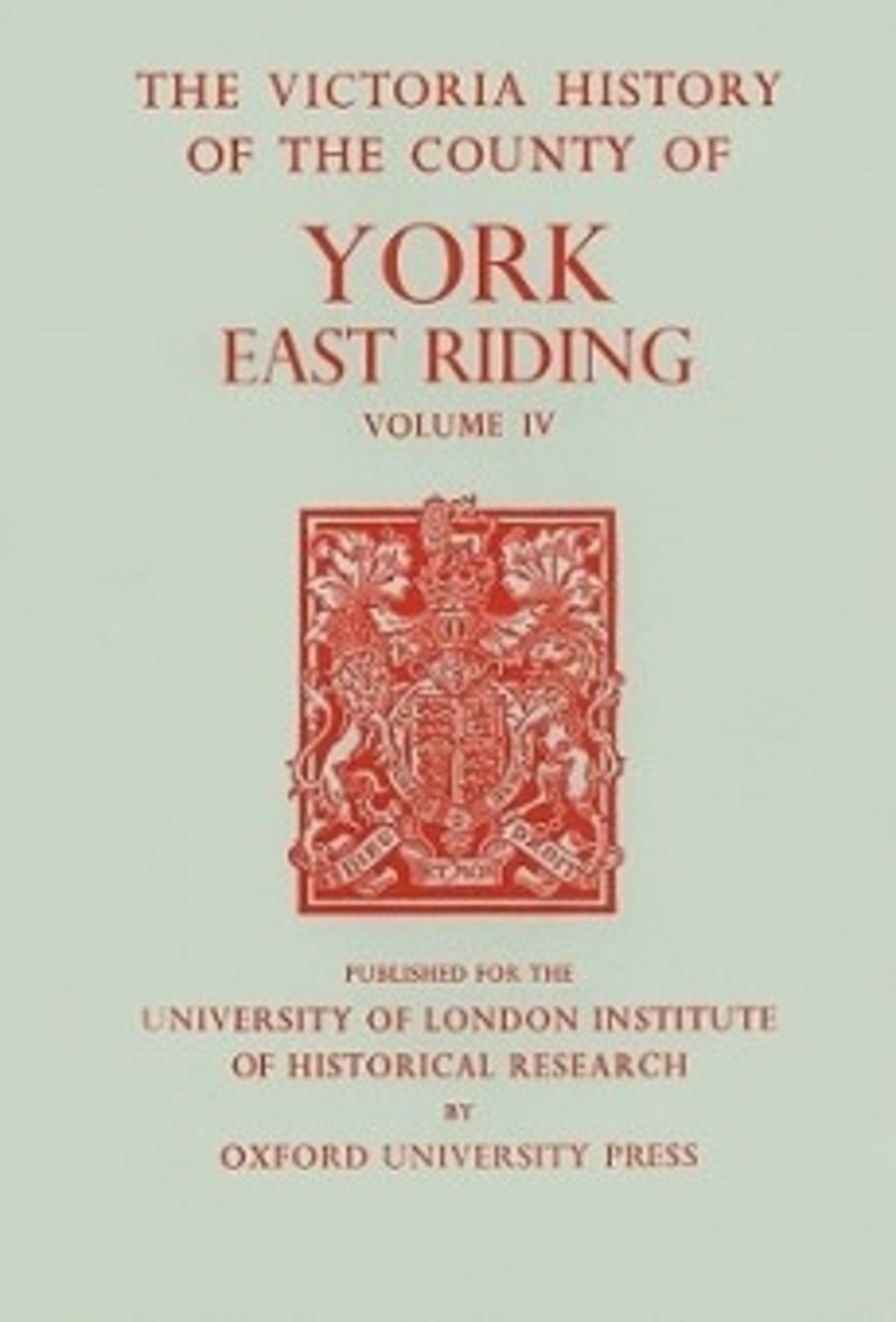 Cover image for A History of the County of York East Riding ISBN 9780197227527
