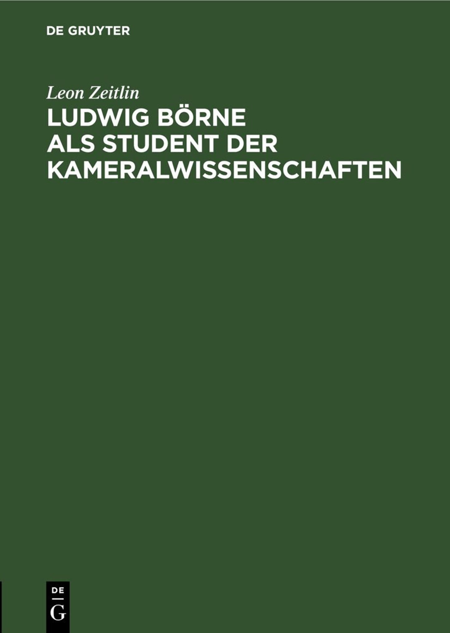 Cover image for Ludwig Börne als Student der Kameralwissenschaften ISBN 9783112670774