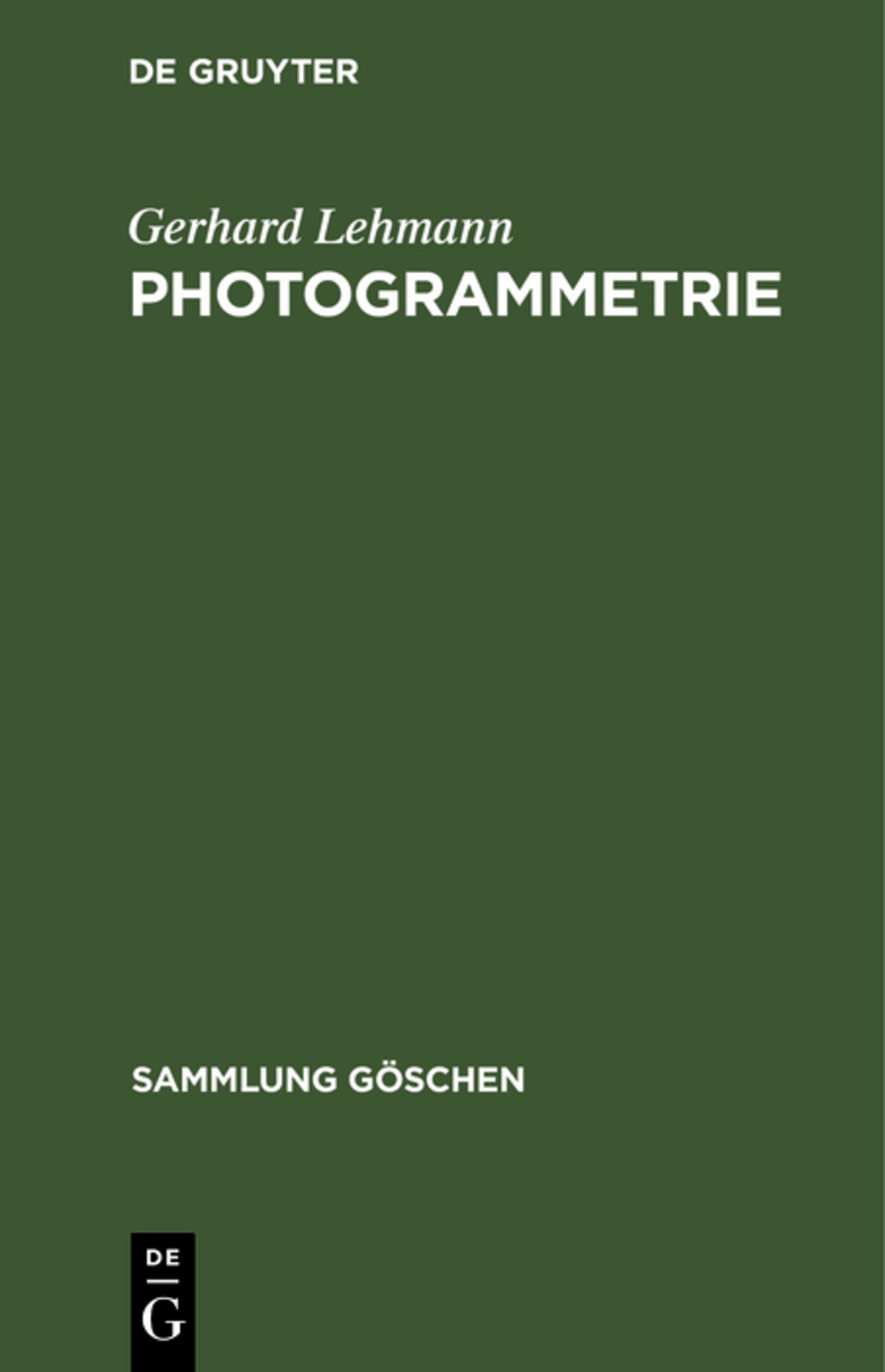 Cover image for Photogrammetrie ISBN 9783111006017