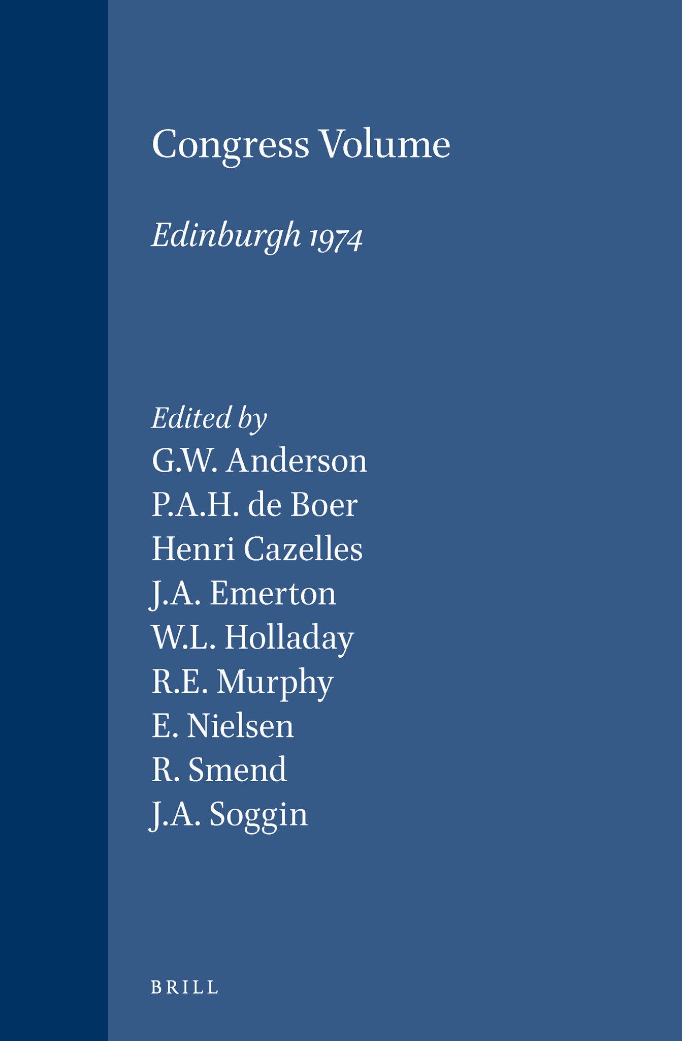 Cover image for Congress Volume Edinburgh 1974 ISBN 9789004043213