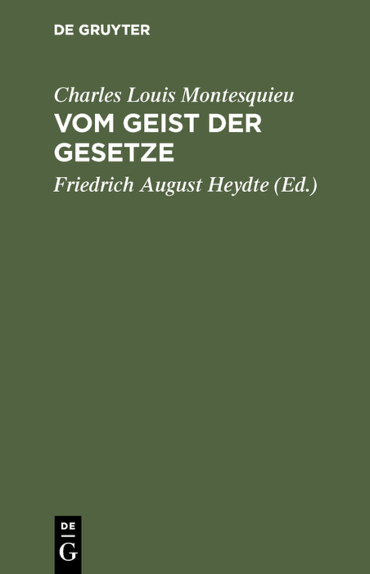 Cover image for Vom Geist der Gesetze ISBN 9783111168777