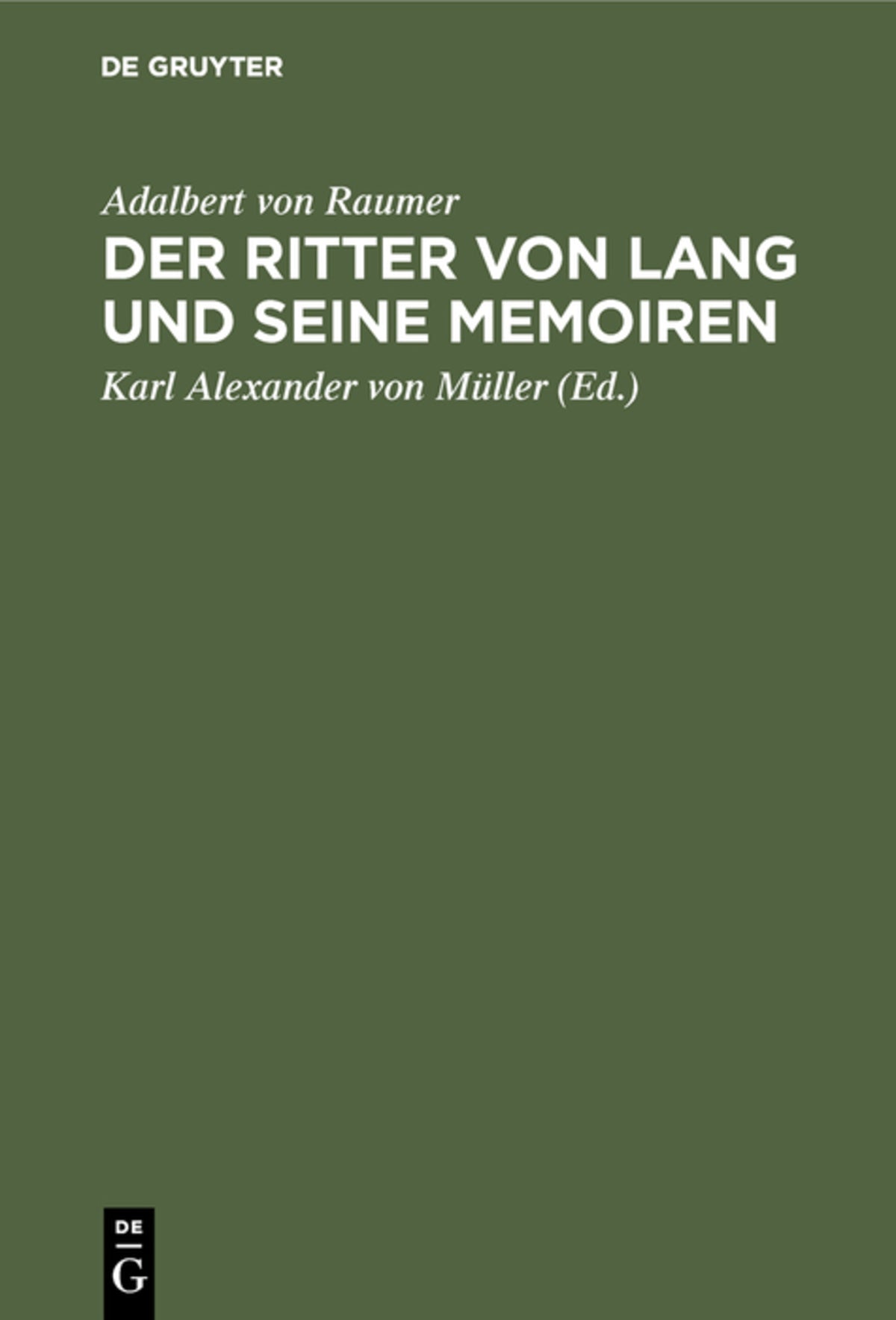 Cover image for Der Ritter von Lang und seine Memoiren ISBN 9783486749557