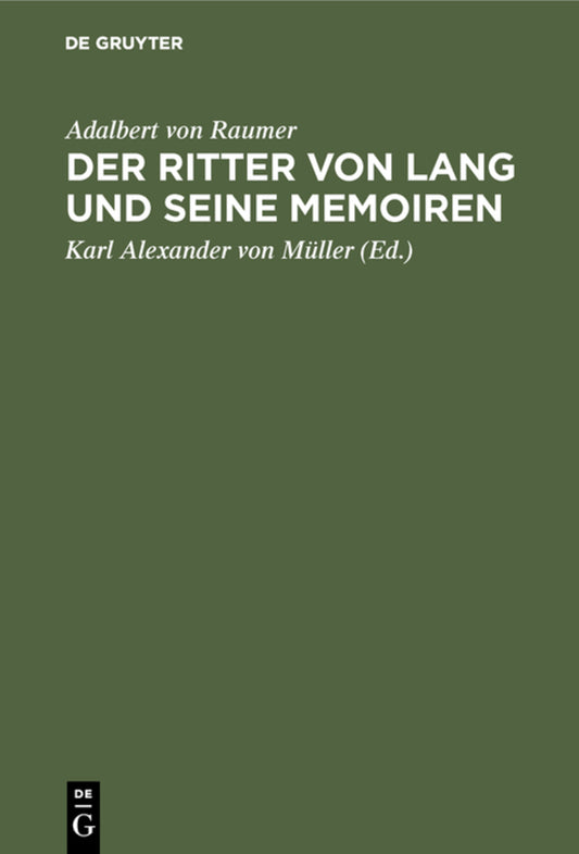 Der Ritter von Lang und seine Memoiren
