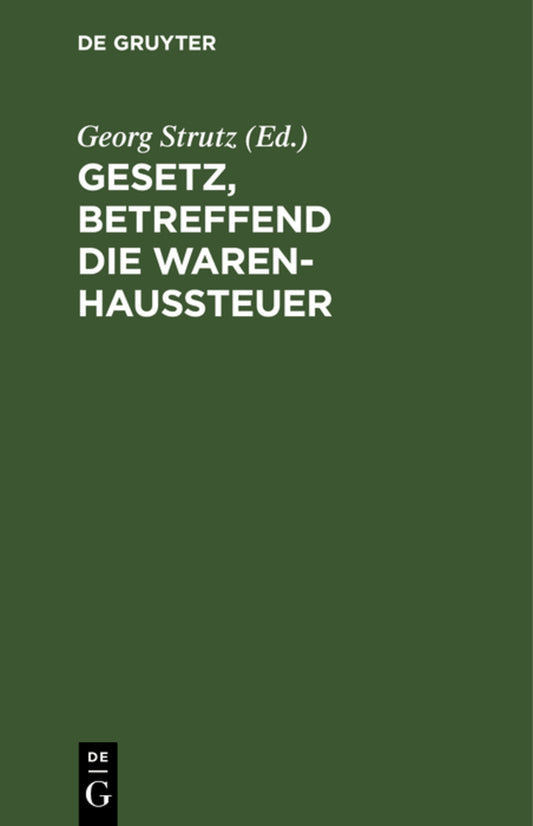 Gesetz, betreffend die Warenhaussteuer