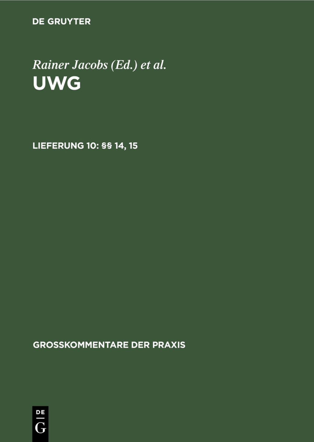 Cover image for §§ 14, 15 ISBN 9783112422335