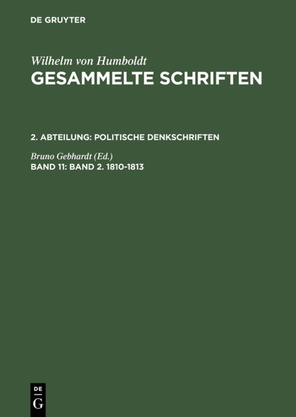 Cover image for Band 2. 1810–1813 ISBN 9783110192636
