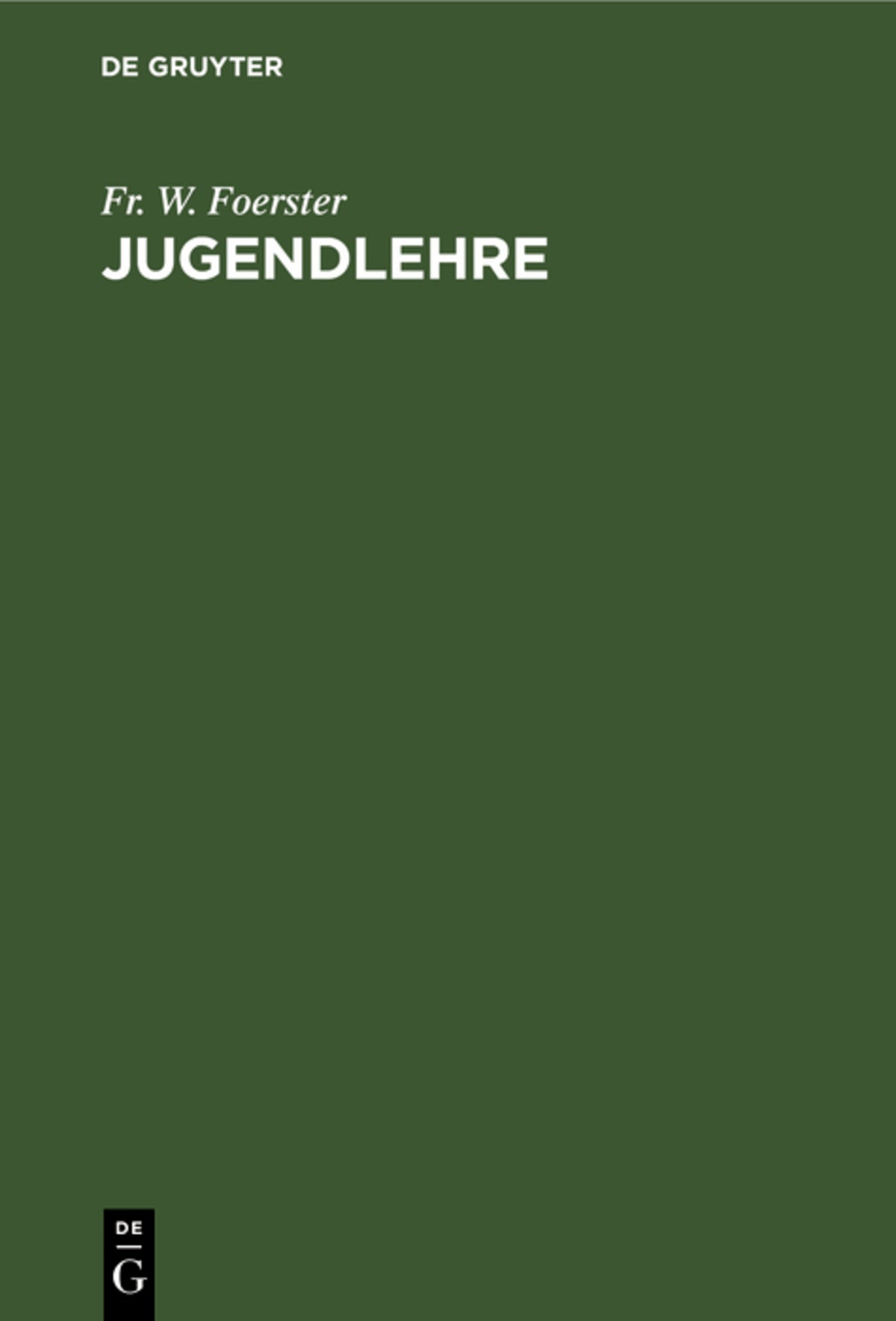 Cover image for Jugendlehre ISBN 9783111093871