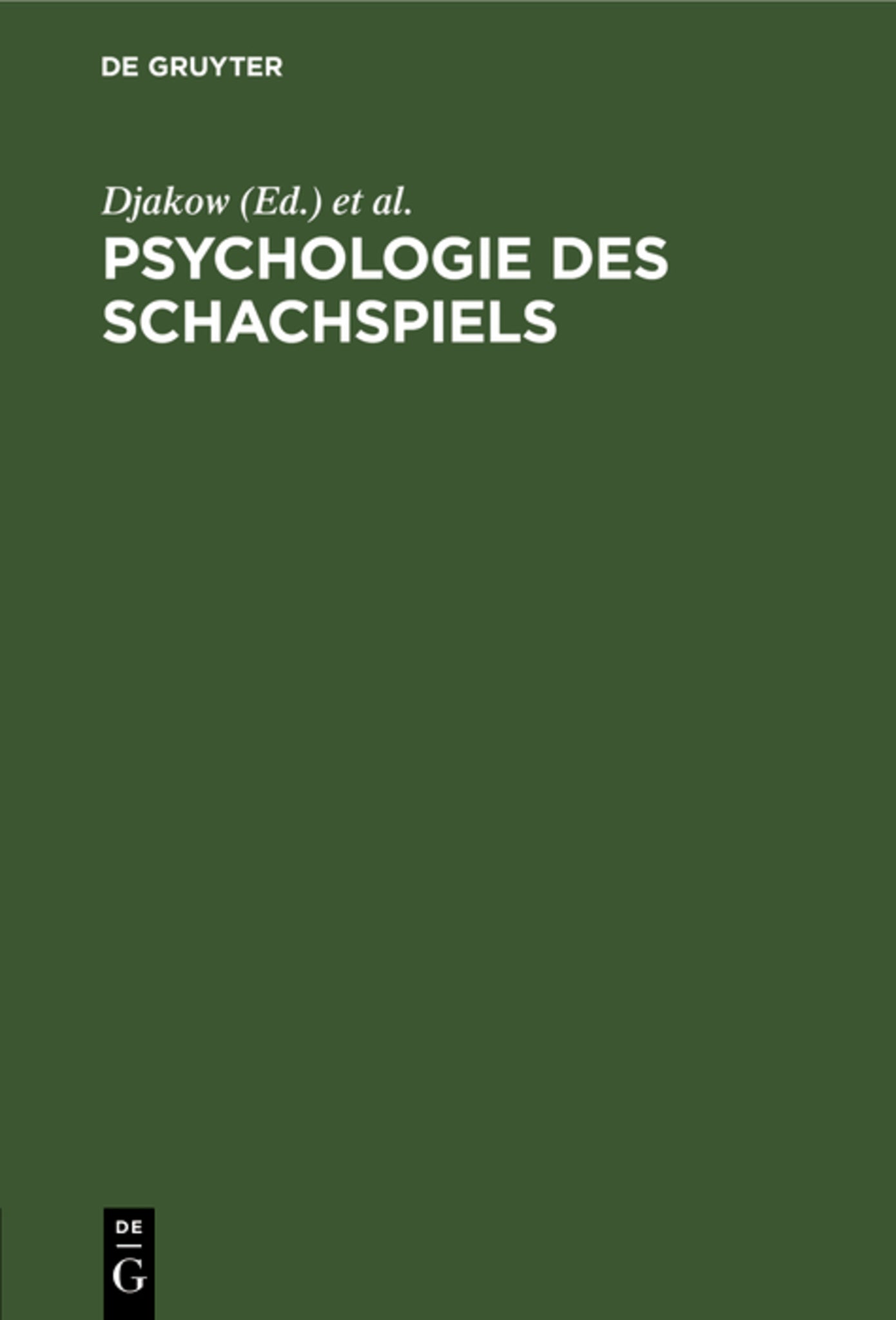 Cover image for Psychologie des Schachspiels ISBN 9783111262604