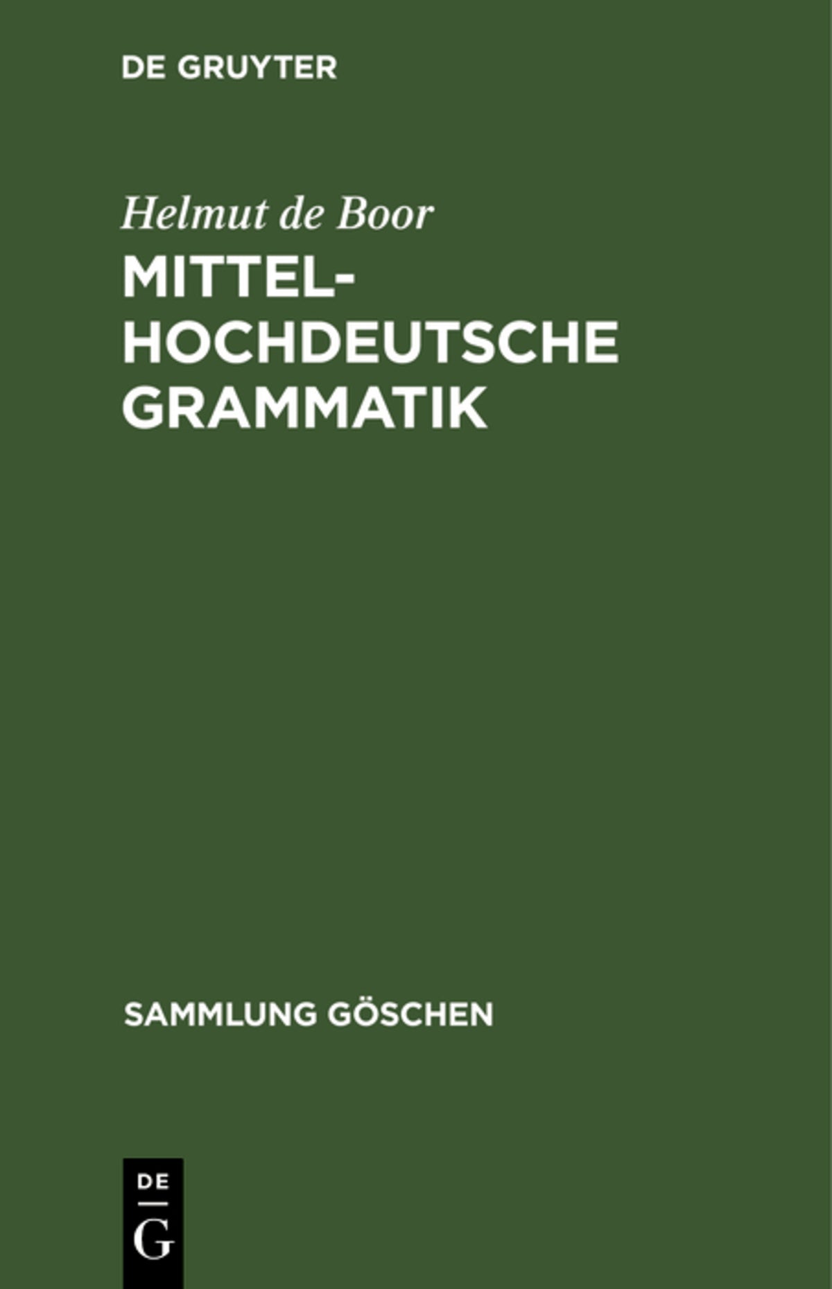 Cover image for Mittelhochdeutsche Grammatik ISBN 9783110101911