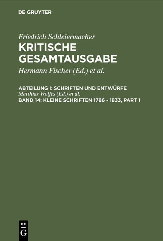 Kleine Schriften 1786 - 1833