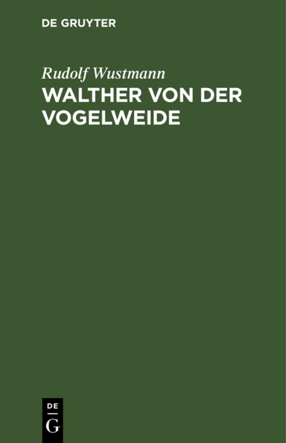 Cover image for Walther von der Vogelweide ISBN 9783111143668