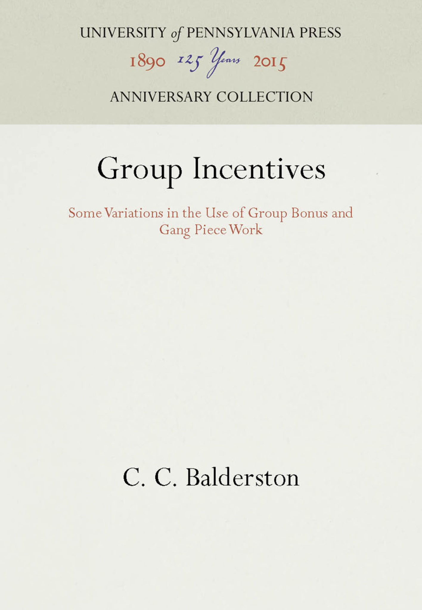 Cover image for Group Incentives ISBN 9781512820034