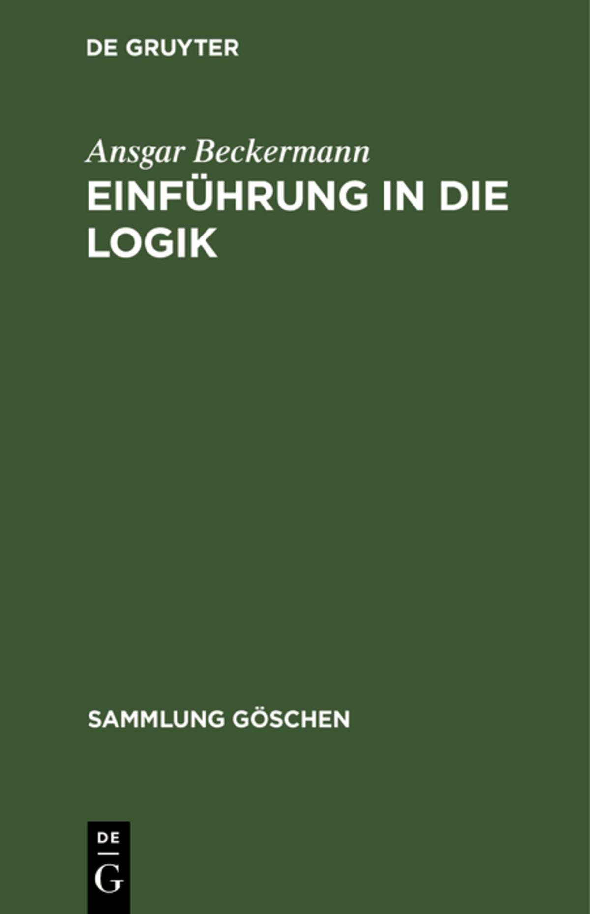 Cover image for Einführung in die Logik ISBN 9783110147742