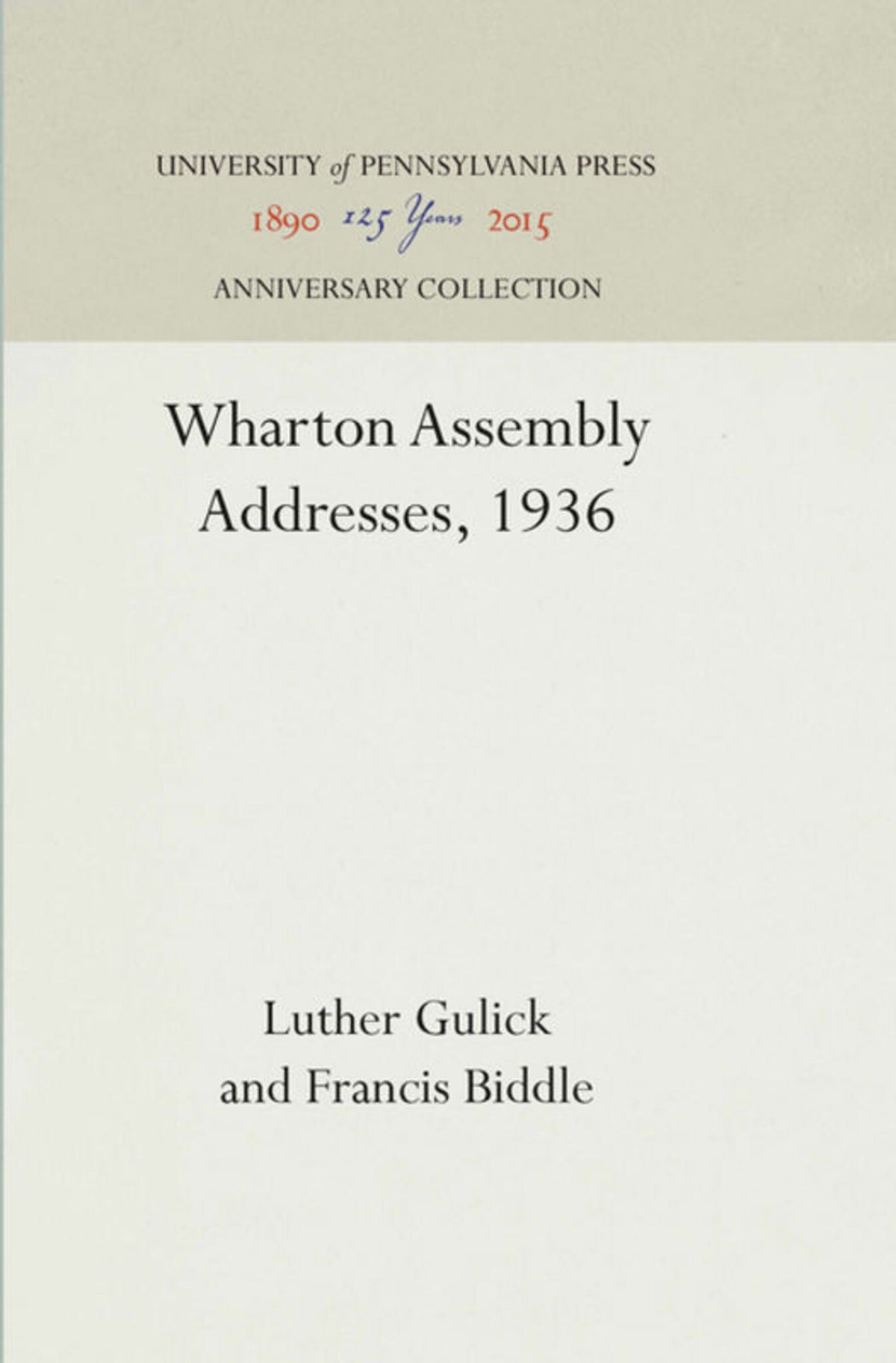 Cover image for Wharton Assembly Addresses, 1936 ISBN 9781512819533