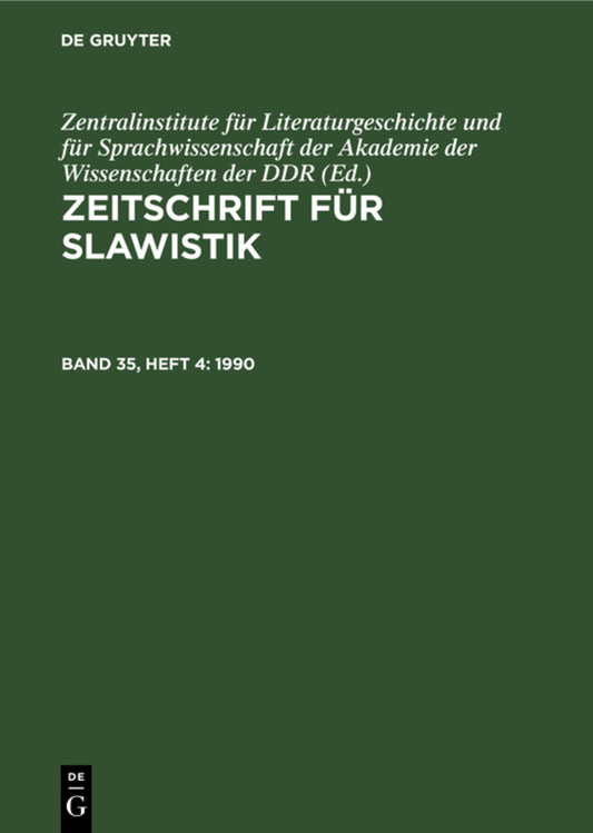 Zeitschrift für Slawistik. Band 35, Heft 4