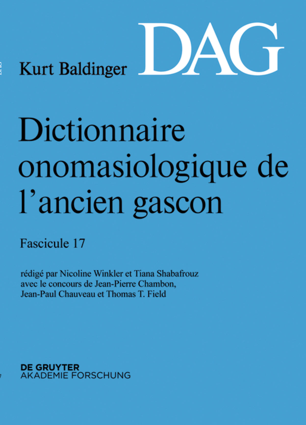 Dictionnaire onomasiologique de l’ancien gascon (DAG). Fascicule 17