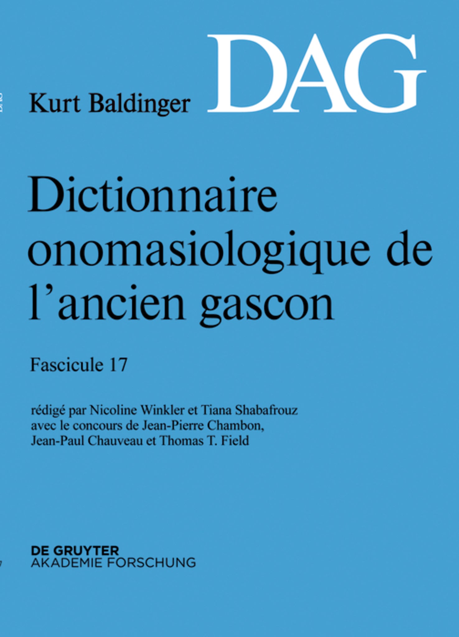 Dictionnaire onomasiologique de l’ancien gascon (DAG). Fascicule 17