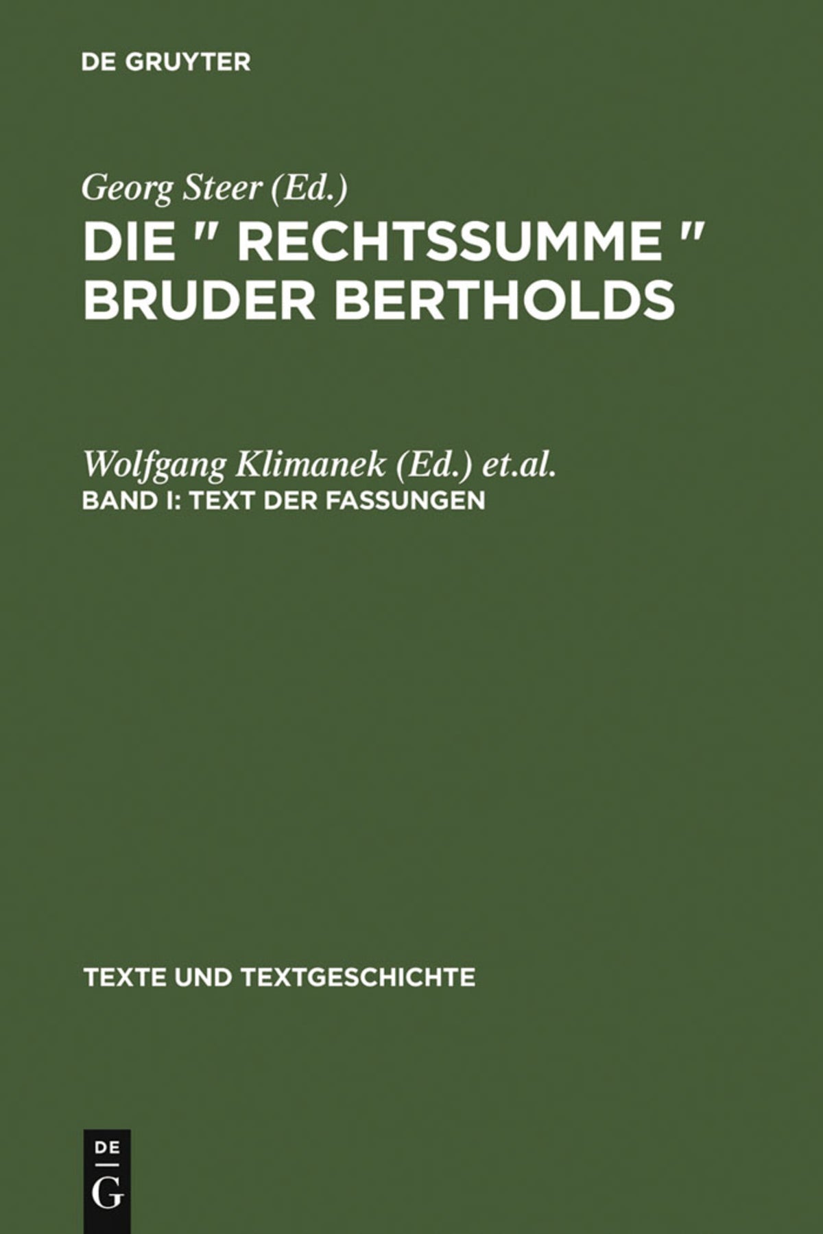 Cover image for Text der Fassungen ISBN 9783484360112