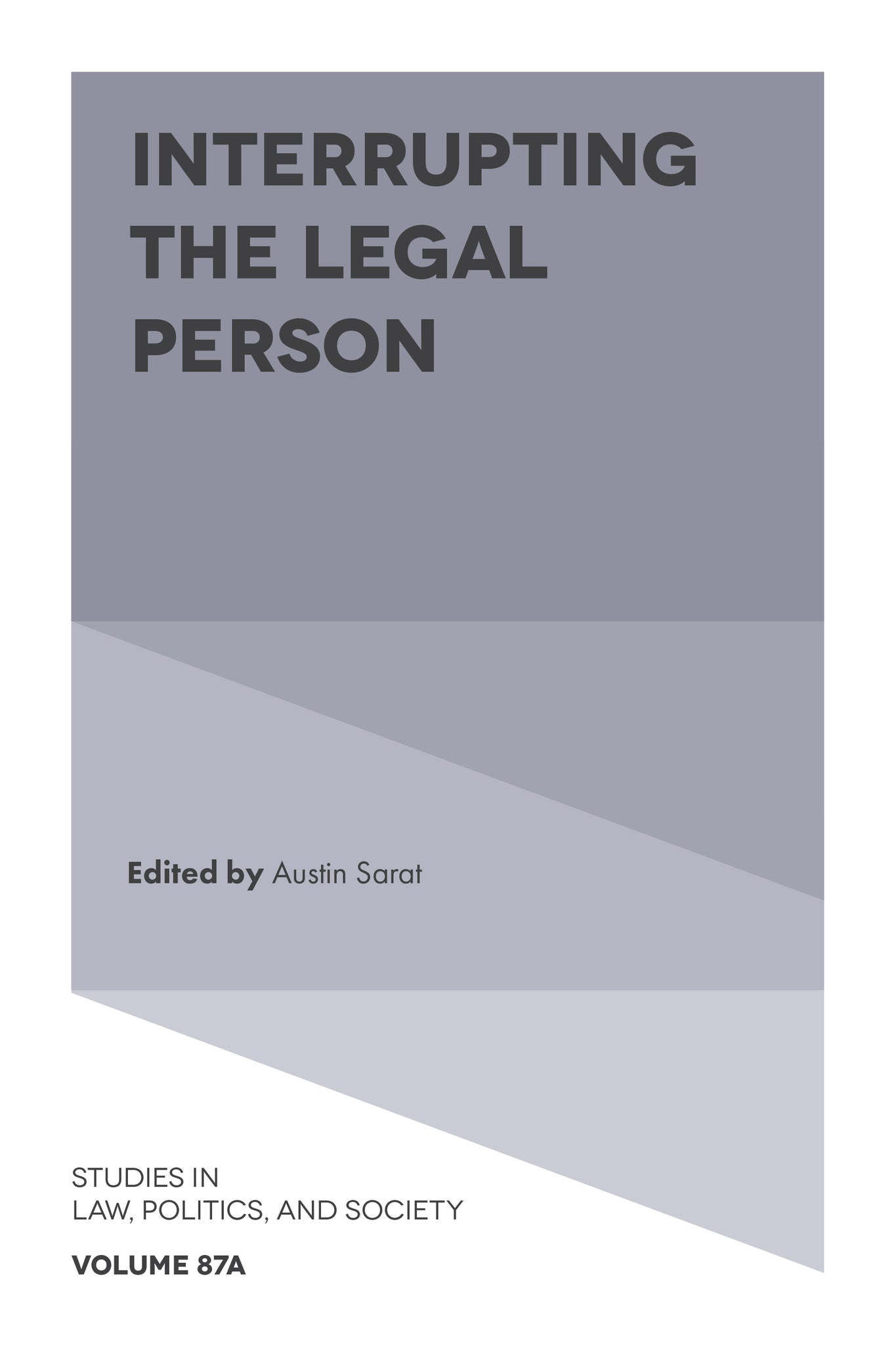 Cover image for Interrupting the Legal Person ISBN 9781802628647
