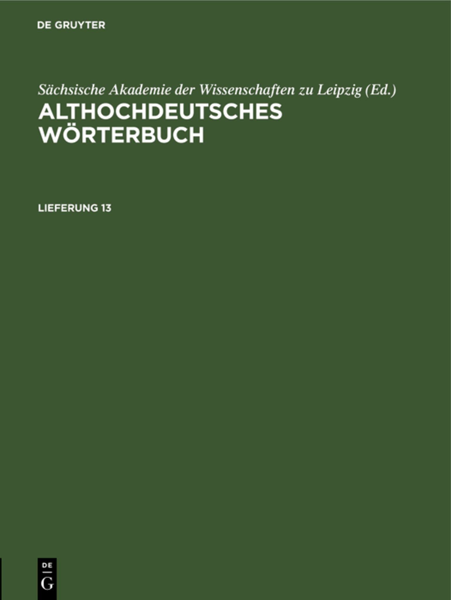 Cover image for Althochdeutsches Wörterbuch. Lieferung 13 ISBN 9783112616451
