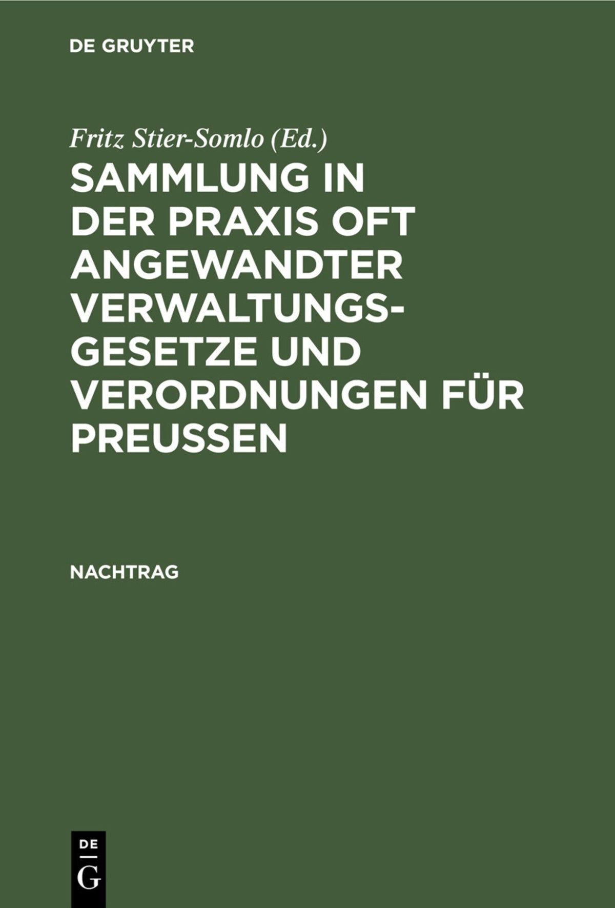 Cover image for Nachtrag ISBN 9783112393178