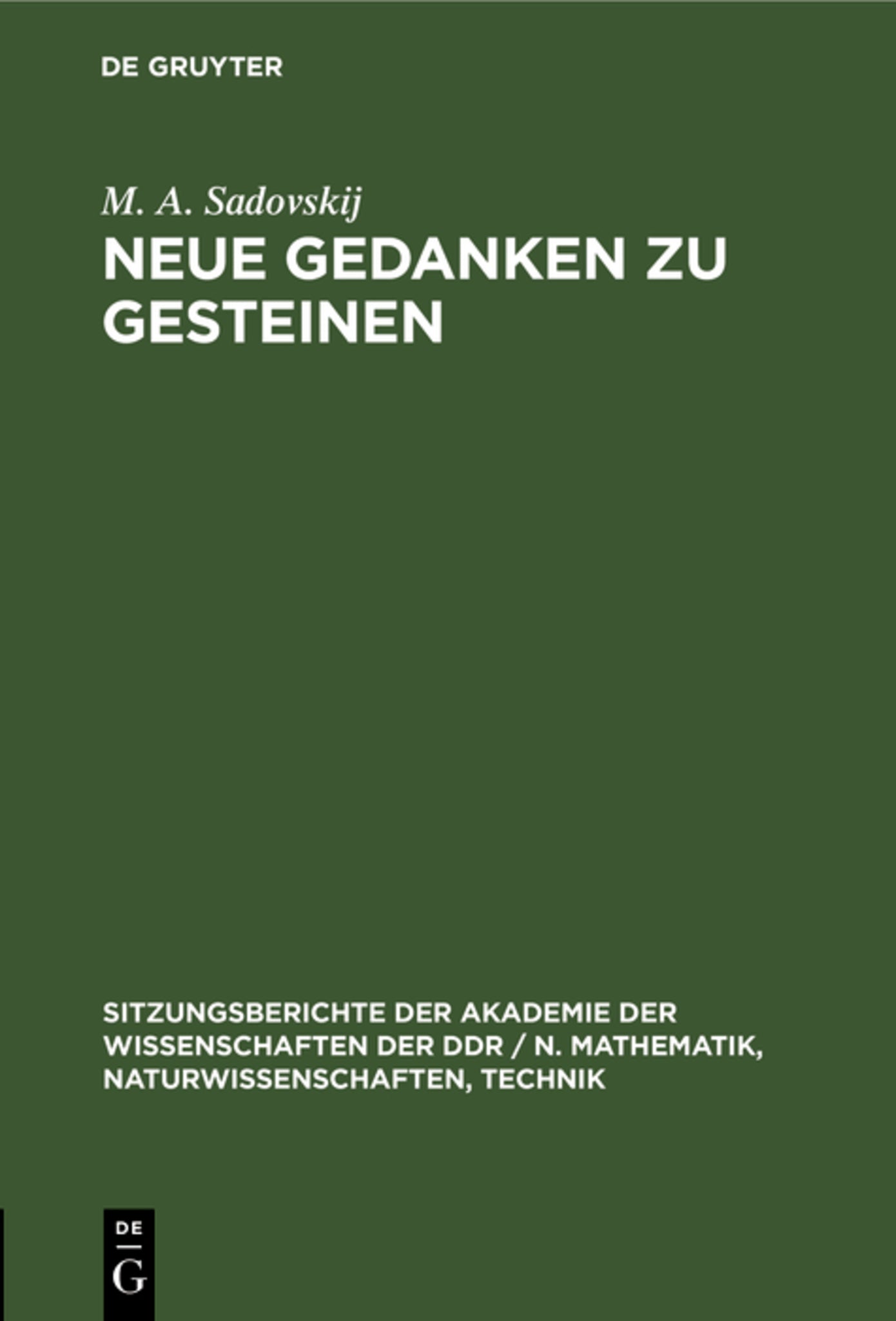 Neue Gedanken zu Gesteinen