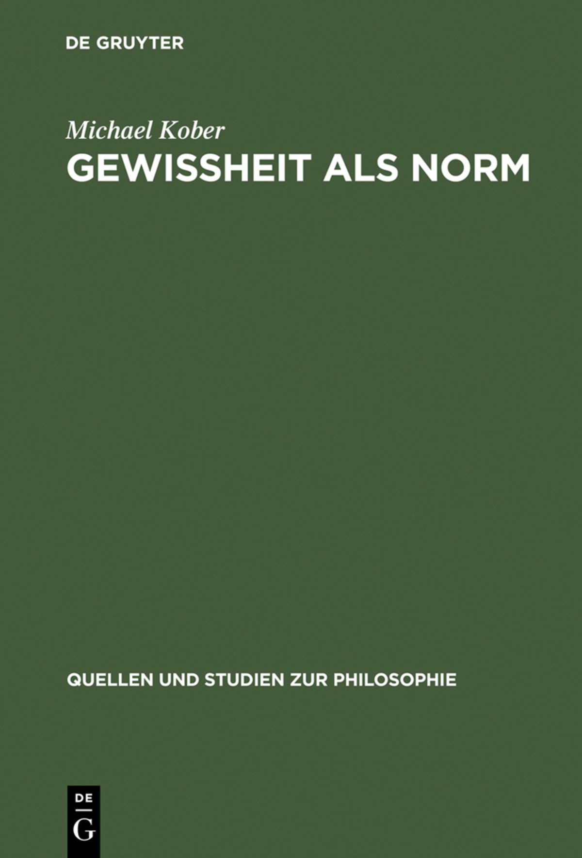 Cover image for Gewissheit als Norm ISBN 9783110140262
