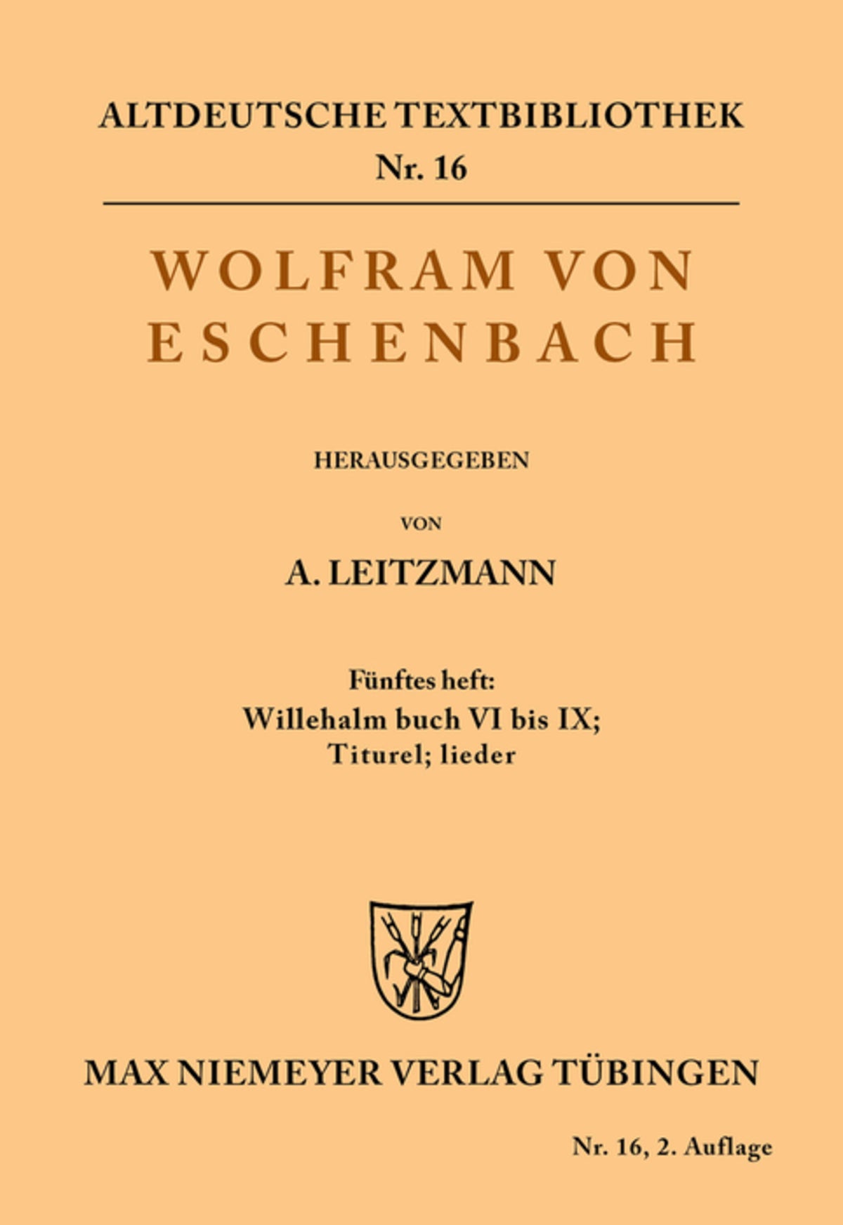 Cover image for Willehalm Buch VI bis IX; Titurel; Lieder ISBN 9783110483512