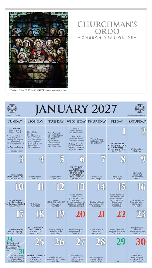 2027 Churchman's Ordo Kalendar