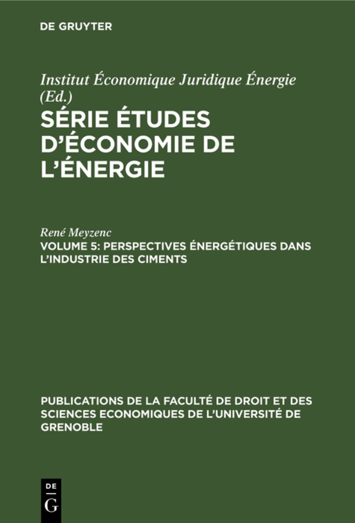 Cover image for Perspectives énergétiques dans l'industrie des ciments ISBN 9783111187280