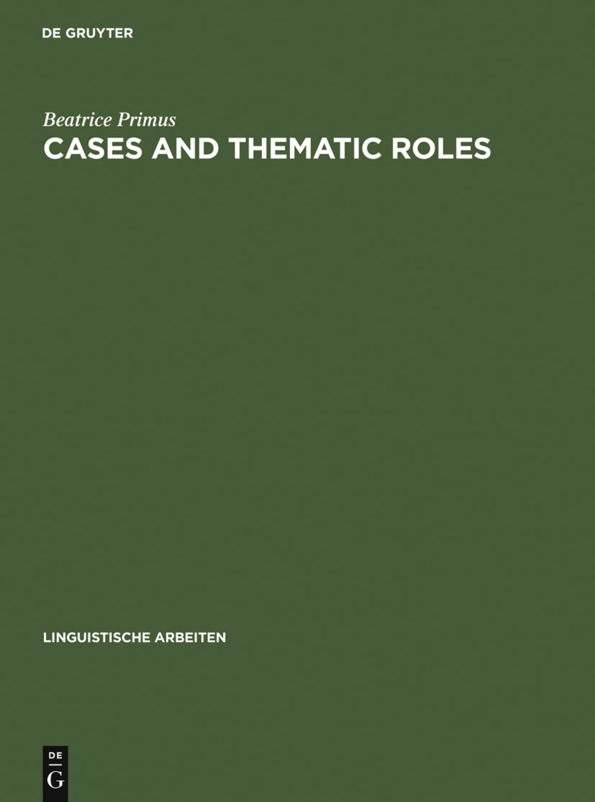Cover image for Cases and Thematic Roles ISBN 9783484303935