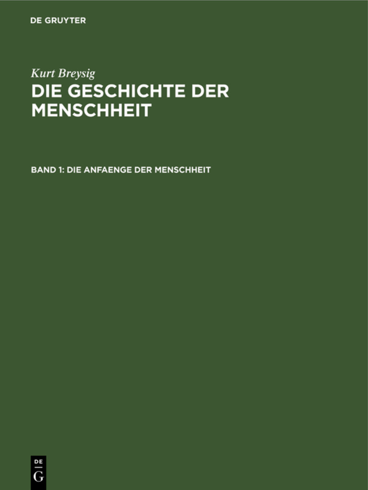 Cover image for Die Anfaenge der Menschheit ISBN 9783111210407