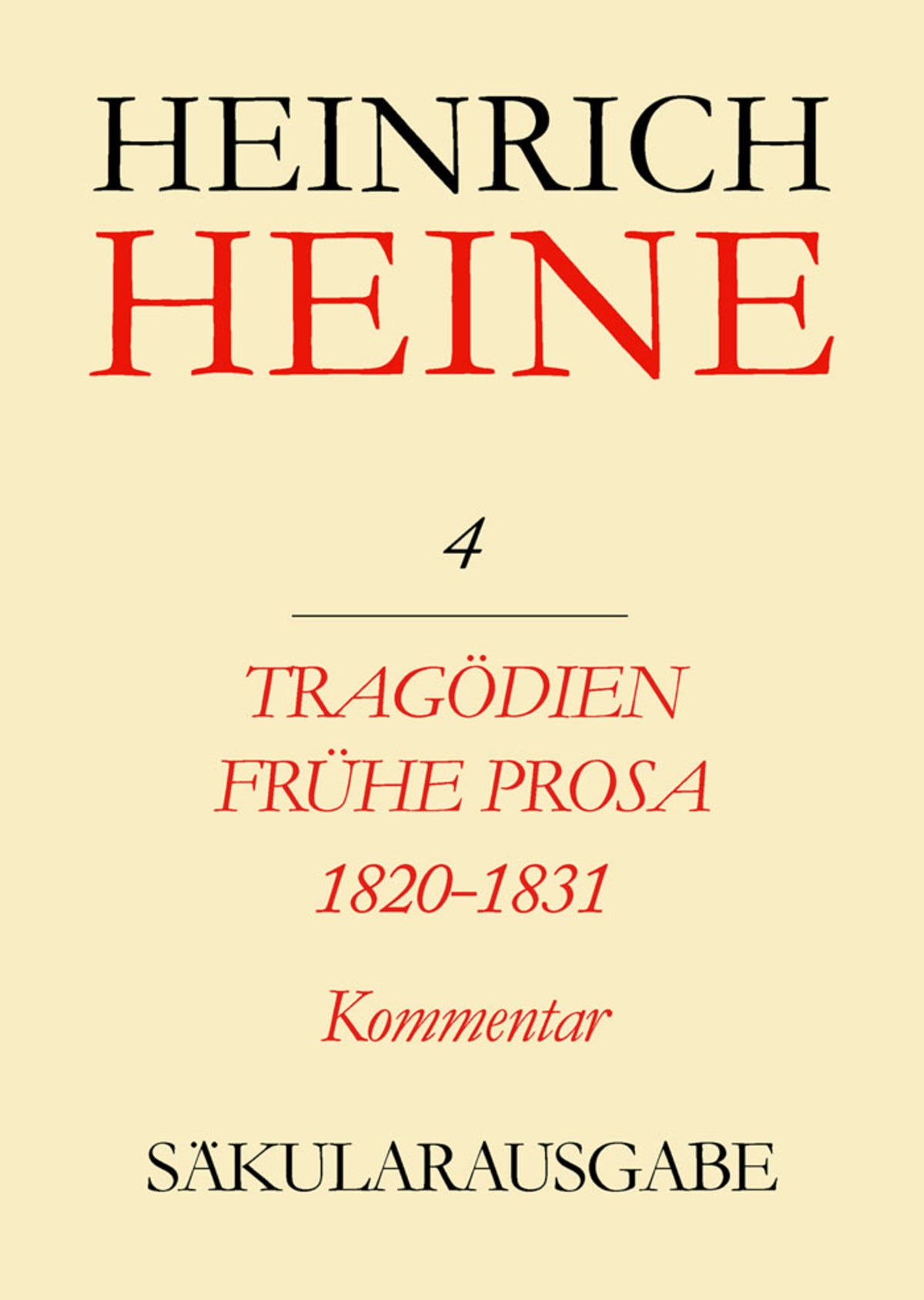 Cover image for Tragödien. Frühe Prosa 1820-1831. Kommentar ISBN 9783050021966