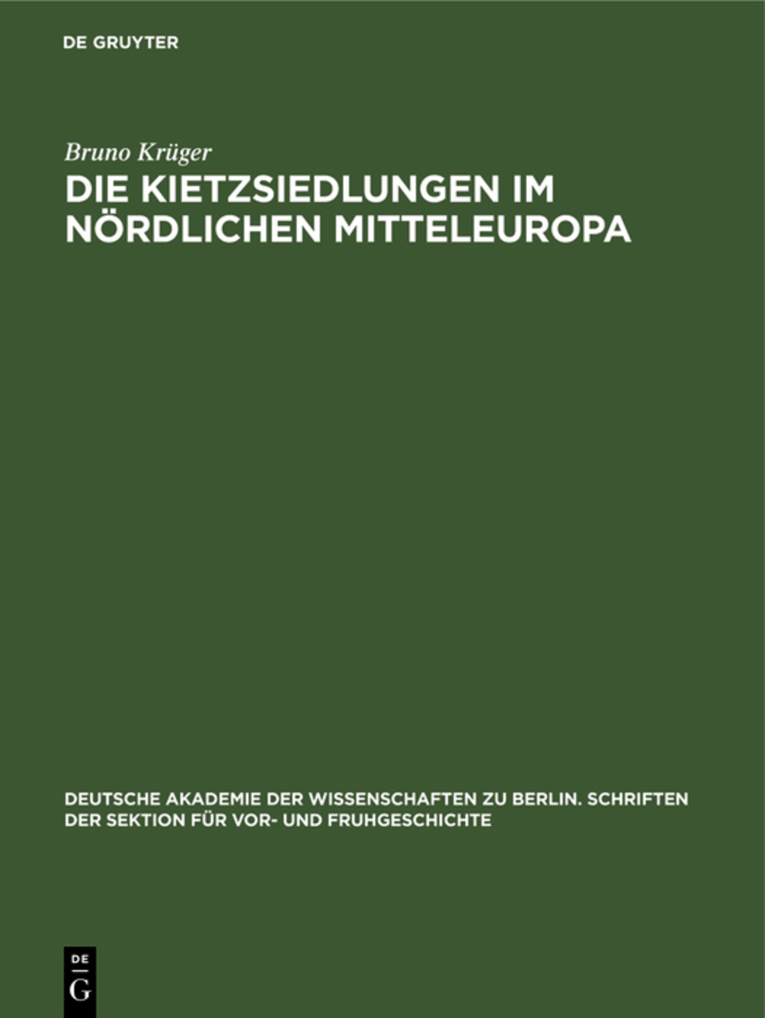 Die Kietzsiedlungen im nördlichen Mitteleuropa