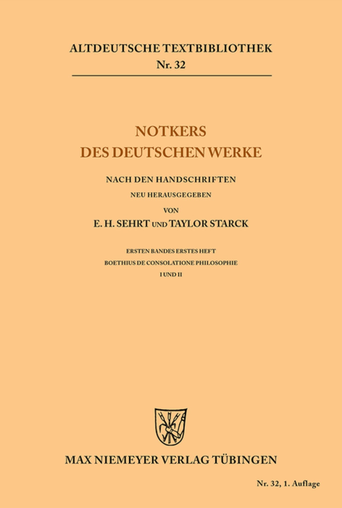 Cover image for Notkers des Deutschen Werke ISBN 9783110484243